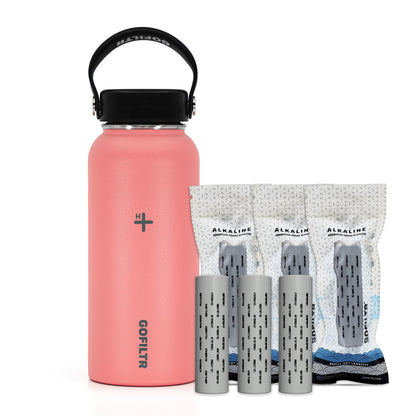 Alkaline Water Bottle 32 Oz - Insulated Water Bottle That Creates 9.5 Ph Alkaline Water