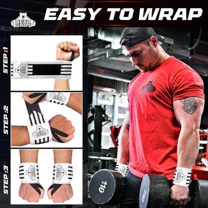 Wrist Wraps for Weightlifting | Weight Lifting Wrist Straps for Weightlifting | Extra Strength Gym Wrist Wraps | Two Wrist Wrap per Pack | 12” & 18” | Lifting Wrist Wraps for Men & Women