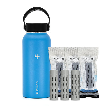 Alkaline Water Bottle 32 Oz - Insulated Water Bottle That Creates 9.5 Ph Alkaline Water